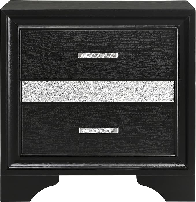 Coaster Home Furnishings Miranda Contemporary Engineered Wood 2-Drawer Bedroom Nightstand Bedside Table Organizer Unit Black 206362 - Image 4