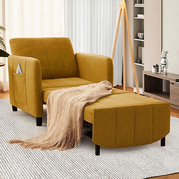 ZZW Sleeper Chair 84" Extra Long Convertible Chair Bed Upgraded 3-in-1 to 4-in-1 Pull Out Chair & Single Sofa Bed for Adult Sleeping Chairs for Living Room & Small Space