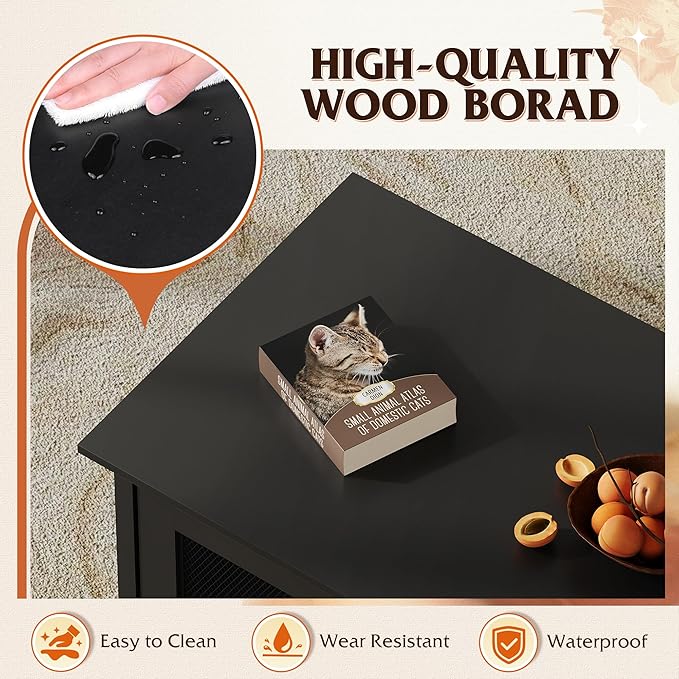 WLIVE Coffee Table with Storage, Modern Coffee Table with Flip-up Door, 2-in-1 Center Table Cat House Furniture for Living Room, Home, Black