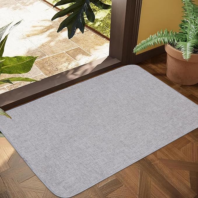 1/10 Inch Ultra Thin Indoor Door Mat, Long-Lasting & Maximum Non-Slip Rubber Backing, Washable & Stain-Resistant Entryway Mat with Powerful Dirt Trapper for Hallway and Kitchen, 47"x24", Gray by LYGLIGH