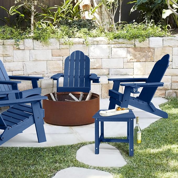 GARDENSTAR Adirondack Square Side Table,one-Tier Outdoor end Table, Patio Side Table for Pool,Porch,Backyard,Relaxing Companion (Blue) - Image 2