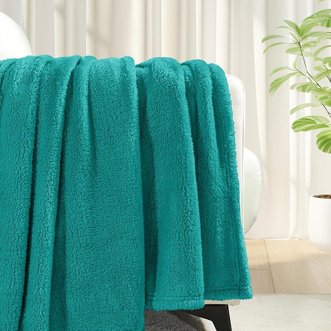 Exclusivo Mezcla Twin Size Blanket for Bed, Super Soft Velvet Plush Fleece Blankets, Fuzzy Cozy and Warm for Winter, 60x80 Inches, Teal