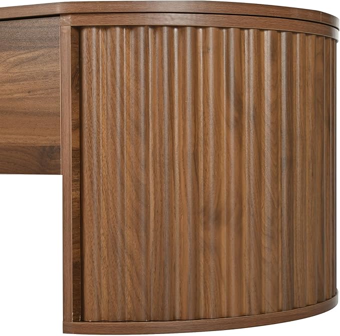 Oval Coffee Table with Lifting Top for Living Room Smart Coffee Table with Storage Mid Century Modern Coffee Tables with Adjustable Lift Top Coffee Tables Fluted Walnut 47.2"