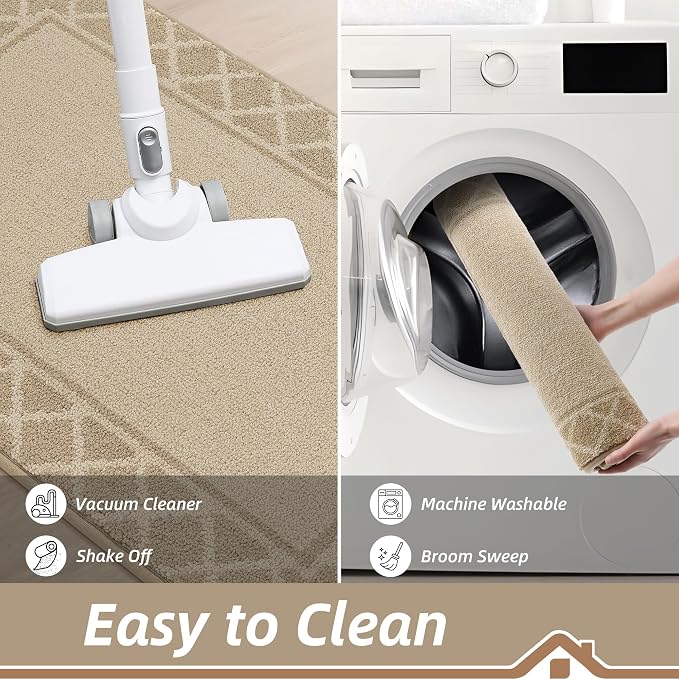 BEQHAUSE Door Mat Indoor Entrance Dirt Trapper Rugs for Entryway Non Slip Welcome Mat Absorbent Floor Mat Low Profile Washable Front Doormat for Dirty Paws, 36" x 60", Light Beige - Image 8