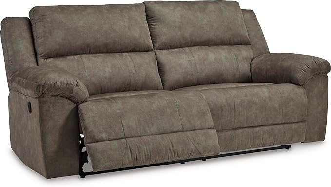 Signature Design by Ashley Laresview Contemporary Faux Leather Manual 2 Seat Reclining Sofa, Gray