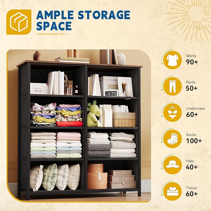 DWVO 8-Drawer Fabric Dresser, Furniture Storage Tower Cabinet, Organizer for Bedroom - Image 5
