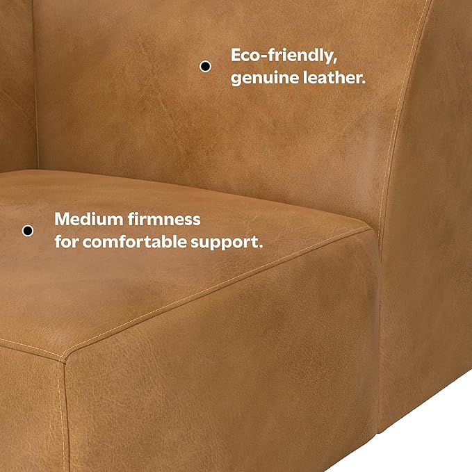 SIMPLIHOME Rex Corner Sofa Module in Full-Grain Genuine Leather, Sienna, 38-inches Wide, Handcrafted Modern-Style Corner Accent Chair for Living Room and Family Room