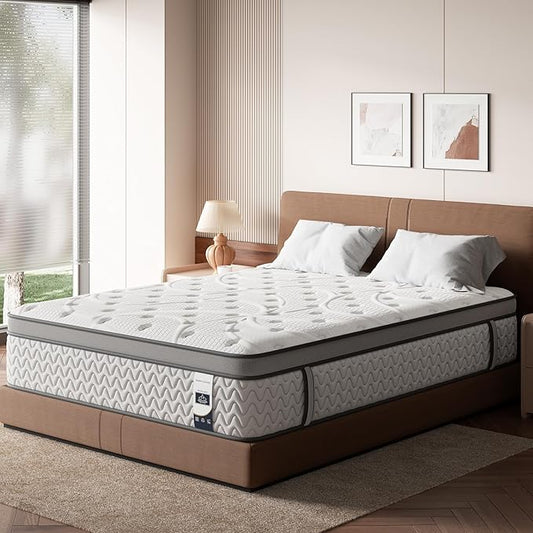 SLEEP100 8 Inch Twin Mattress, Foam & Bonnell Springs Hybrid Mattresses, Fiberglass Free - No Odor - 365 Night Trial