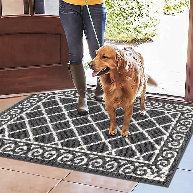HEBE Indoor Door Mat 24''x36'' Non Slip Front Door Welcome Mats Washable Shoe Mats Dirt Trapper for Entryway Low Profile Kitchen Carpet for Entrance Hallways Entrance Mat for Dogs - Image 7