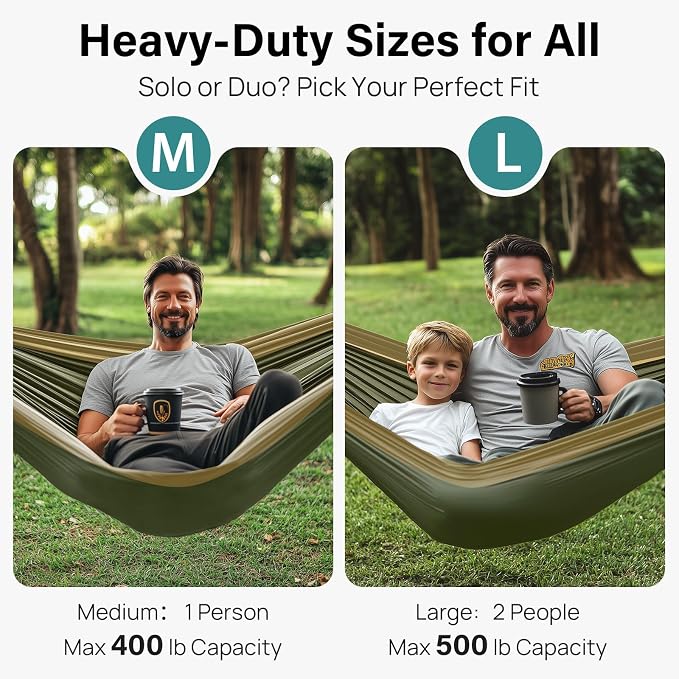 Kootek Camping Hammock, Portable Hammocks with Tree Straps & Attached Carry Bag, Camping Essentials Gear, Perfect for Outside Indoor Hiking Beach Backpack Travel - Image 2