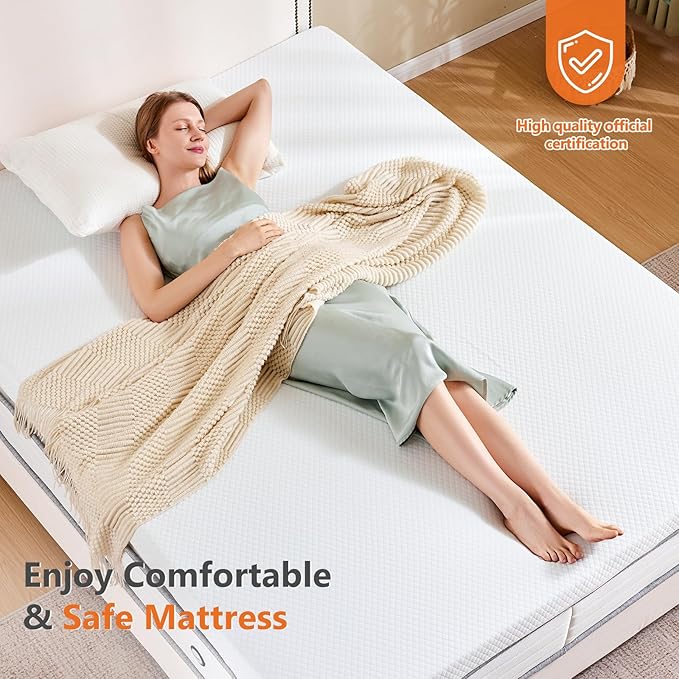Sweetcrispy Mattress Topper Queen with Removable Soft Cover, Memory Foam 4 Inch Thick Gel Infused Cooling Toppers Pad for Queen Size Bed, Sleeper Sofa, RV, Camper, CertiPUR US Certified