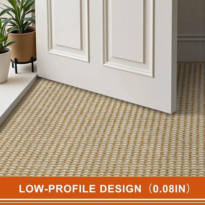 Dirt Trapper Door Mat 36"x59", Non-Slip Indoor Door Mats, Absorbent Washable Door Mat Indoor Entrance, Low-Profile Inside Doormat Floor Rugs for Entryway and Entry, Beige White (Fold) - Image 7