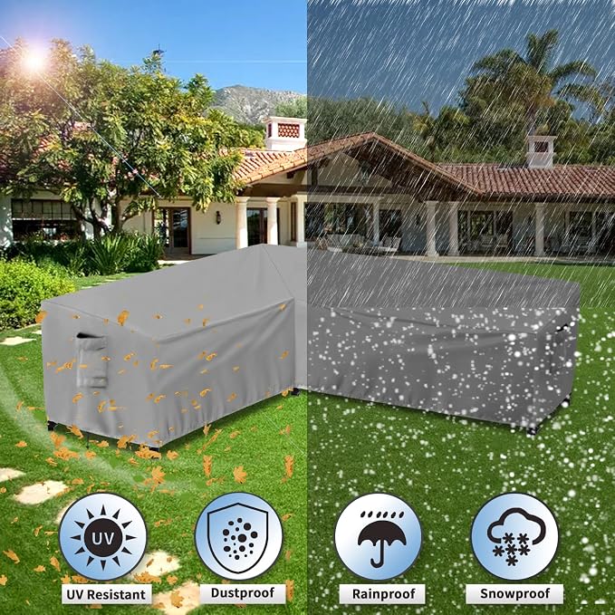 PureFit Outdoor Sectional Sofa Cover Waterproof L Shaped Patio Furniture Covers for Deck, Lawn and Backyard, 83”x104” Left Facing, Gray - Image 6