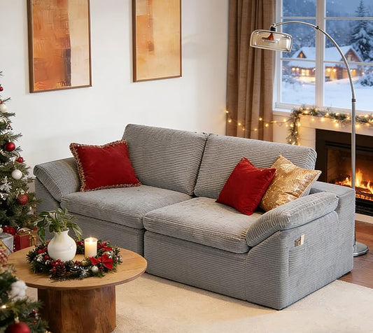 LINSY HOME 79" Modular Couch Modern Cloud Couch, 2 Seater Loveseat Sofa with Double Layer Cushions, Small Couches for Bedroom, Apartment, No Assembly Required, Grey