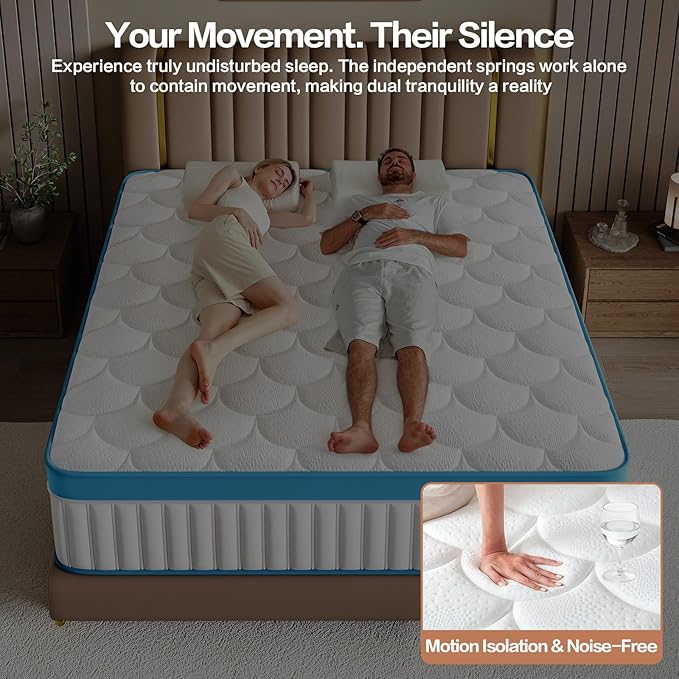 Full Size Mattress,14 Inch Full Mattress in a Box,Memory Foam and Individually Pocket Innerspring Euro Top Hybrid Mattress,Medium Firm,Ideal for All Sleep Positions,75"x54"