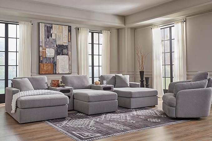 Signature Design by Ashley Modmax Contemporary Swivel Glider Recliner, Press-Back Reclining, Cleanable & Durable Performance Fabric, 21" Seat Height, Gray