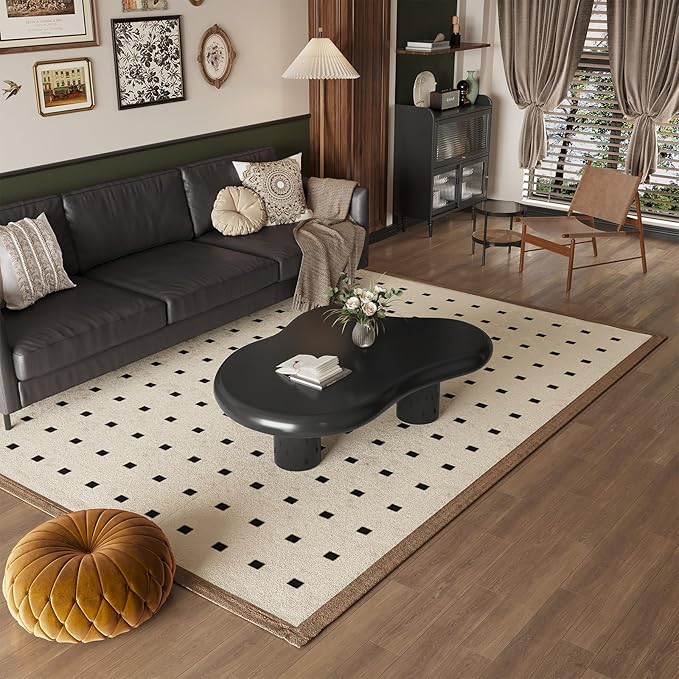 Guyii Cloud Coffee Table, Black Coffee Table for Living Room, Cartoon Irregular Indoor Tea Table, Modern End Table with 3 Legs (Black, 46.06 Inch)
