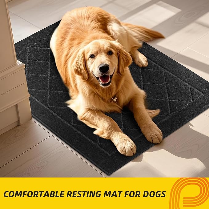 JSEI Dirt Trapper Door Mat 24"x36", Non-Slip Washable Entryway Mats, Dog Door Mat, Stain Resistant and Absorbent Floor Mats, Low Profile Welcome Mat for Front Back Door, Black - Image 8