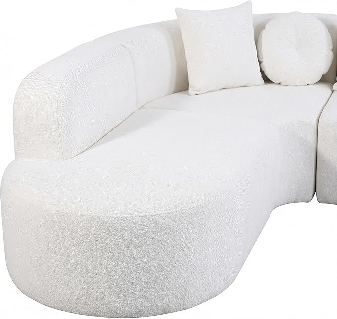 123" Boneless Modular Sectional Sofa, Modern Curved L-Shaped Cloud Foam Couch with High Density Sponge & Pocket Spring, Chenille Fabric, Non-Assembly Frameless Floor Sofa for Living Room | Plush, Wider Armrest