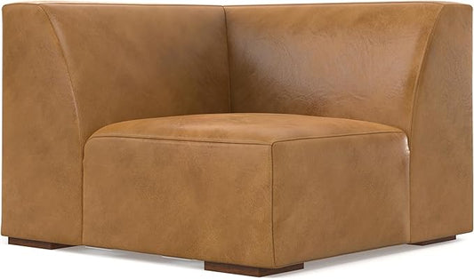 SIMPLIHOME Rex Corner Sofa Module in Full-Grain Genuine Leather, Sienna, 38-inches Wide, Handcrafted Modern-Style Corner Accent Chair for Living Room and Family Room