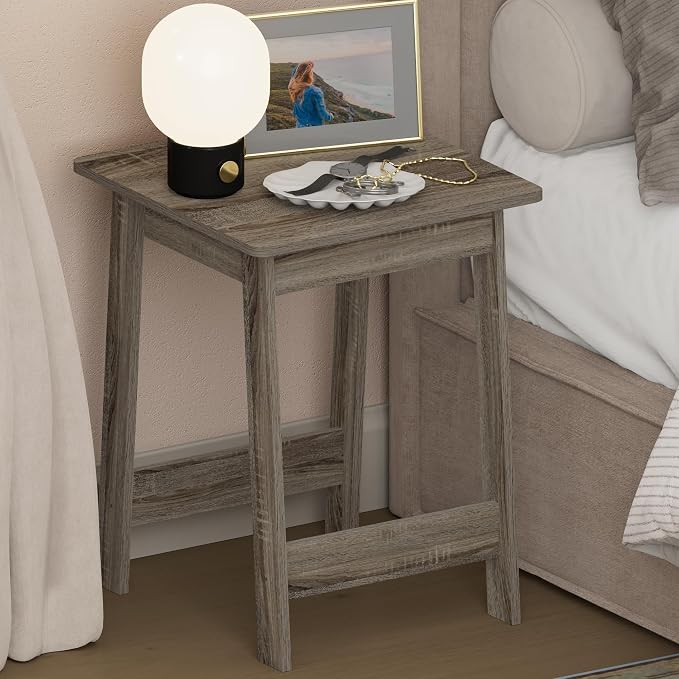 Furinno Beginning Night Stand, Square Nightstand, Wood Bedside Table with H-Legs, Side Table, End Table, Easy Assembly, for Bedroom, Closet, Dorm, French Oak by Furinno-FitsYourSpaceFitsYourBudget