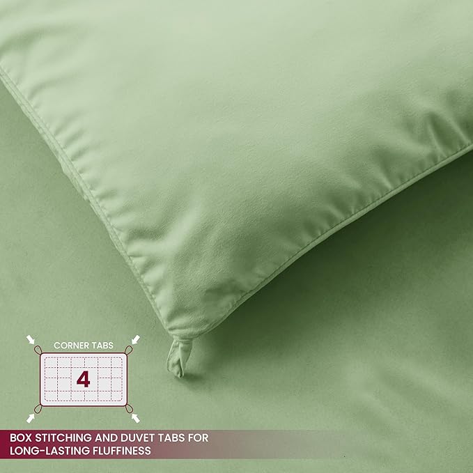 LUX Décor Queen Comforter – 88x88 Ultra-Soft Down Alternative Duvet Insert with Corner Tabs & Box Stitching, Hotel Quality Plush Microfiber Bedding, Oeko-TEX Certified - Sage
