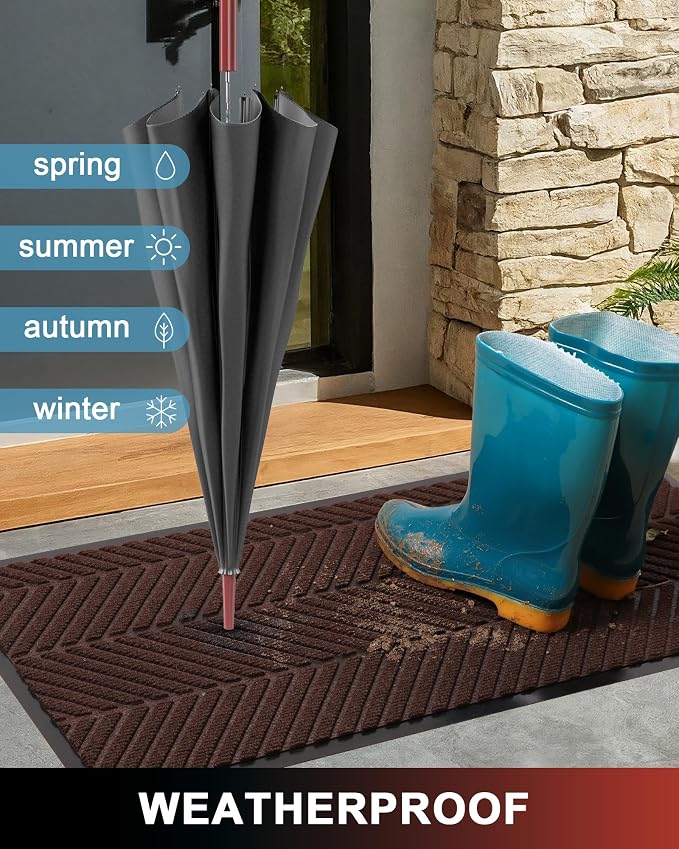 Front Door Mat Indoor Outdoor Entrance, 3' x 6' Heavy Duty Doormat for Entryway, Absorbent Low Profile Welcome Mats Non-Slip, Trap Dirt Durable Mats for Home, Patio, Garage - Image 2