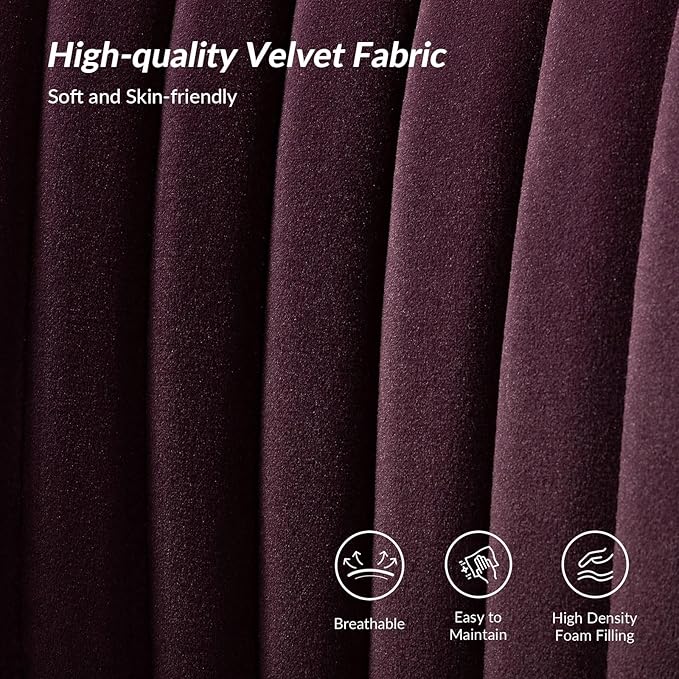 HULALA Home 3 Piece Velvet Living Room Furniture Set, Modern Comfy Upholstered Chair Set with Golden Legs, Include Loveseat & 2 Accent Chairs for Bedroom, Purple Tufted 2-Seater Sofa & Armless Chairs