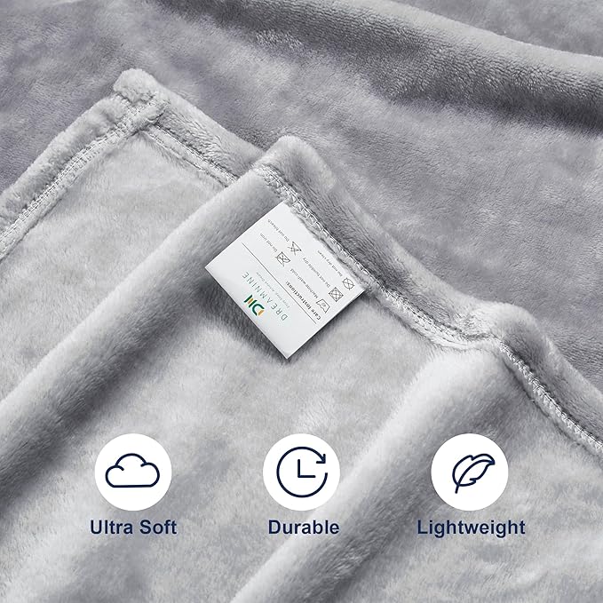 DREAMNINE Soft Plush Cute Fleece Throw Blanket for Couch Sofa 50" x 60", Decorative Solid Gray Lightweight Velvet Blanket for Chair,Cozy Accent Shaggy Minky Fuzzy Flannel Blanket for Bedroom Dorm,Grey