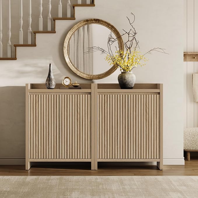 Sicotas Shoe Cabinet - Fluted Shoe Storage Cabinet with Thickened Panels for Entryway, 24-Pair Shoes Organizer with Doors & Adjustable Shelves, 6-Tier Shoe Rack Storage Cabinet for Hallway Living Room - Image 3