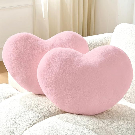 2PCS Throw Pillows Heart Pillow Home Decor Decorative Couch Pillows Bed Pillows Outdoor Pillows Valentine Gifts,Pink 13"*19"
