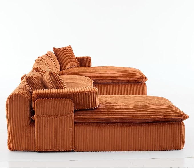 149" Oversized U Shaped Cloud Modular Sectional Sofa Boneless Couch with Double Chaise,Free Combination Convertible Floor Sofa Bed with Storage Pockets and Pillows | No Assembly