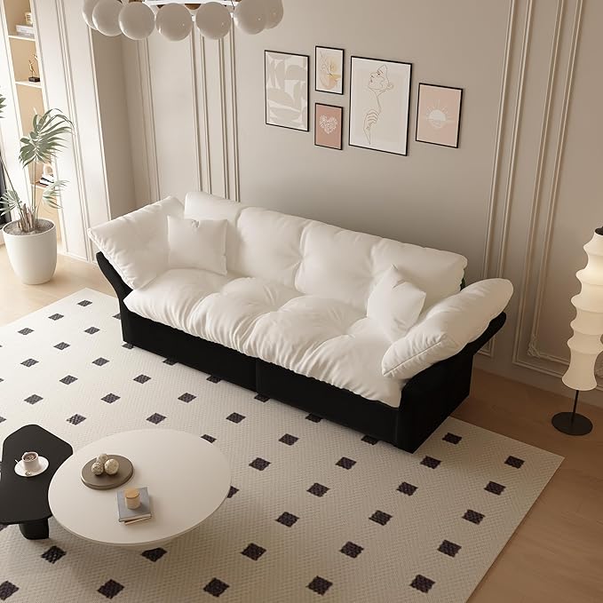 Eafurn 3-in-1 Convertible Sofa Bed Queen Size Pull Out Sleeper Sofa with Skin-Friendly Velvet Fabric, Multi-Functional Loveseat with Pillow Armrest for Guest Room & Living Room