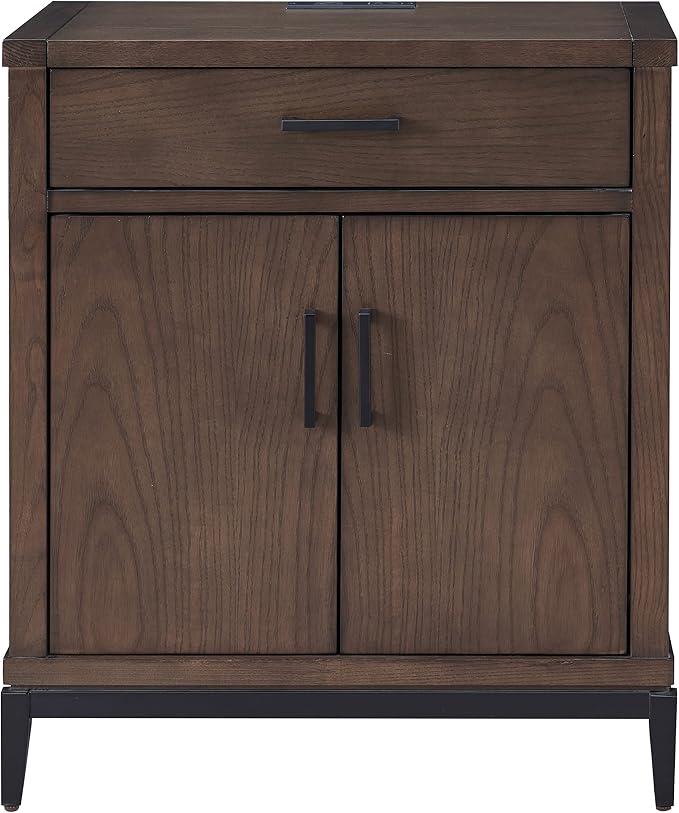 Leick Home Julien Nightstand Side Table One Drawer and Lower Cabinet Traditional – Fast Charging Station – Durable Solid Wood – Living Room, Bedroom, Office, Coffee Bean with Matte Black, 9079-GRMB - Image 8