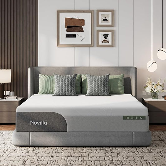 Novilla Bliss Cooling Full Mattress, 10 Inch Gel-Infused Full Memory Foam Mattress in a Box with Cool-Touch Nylon Cover, Motion Isolation & Ergonomic Support with CertiPUR-US Certified Foam
