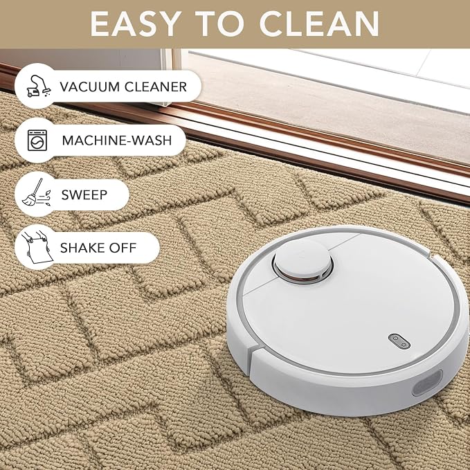 hicorfe Front Door Mat Outside Entrance,20"x31.5" Absorbent Muddy Dirt Resist Welcome Door Mats Outdoor Indoor,Stain and Fade Resistant,Non Slip Backing Entry Mat Doormat for Entryway(Beige) - Image 6
