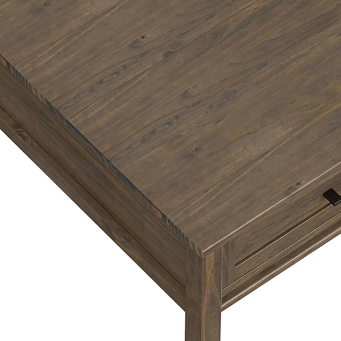 SIMPLIHOME Ela SOLID WOOD 48 Inch Wide Rectangle Transitional Lift Top Coffee Table in Smoky Brown, For the Living Room and Family Room