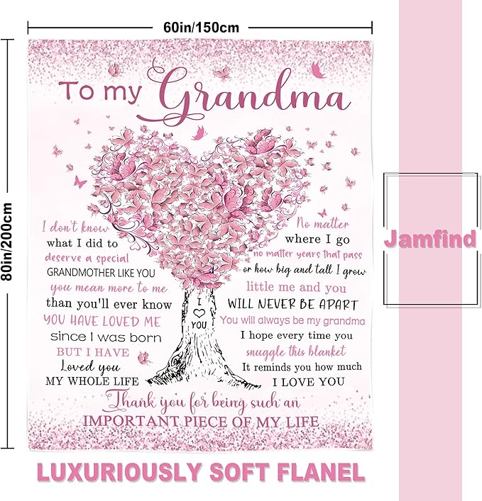 Grandma Gifts, Gifts for Grandma Birthday, Great Grandmother Birthday Gift Blanket 60"x 80", Best Grandmother Grandmom Nana Gift