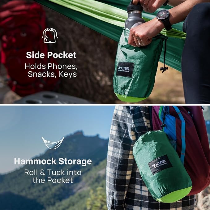 Kootek Camping Hammock, Portable Hammocks with Tree Straps & Attached Carry Bag, Camping Essentials Gear, Perfect for Outside Indoor Hiking Beach Backpack Travel - Image 4