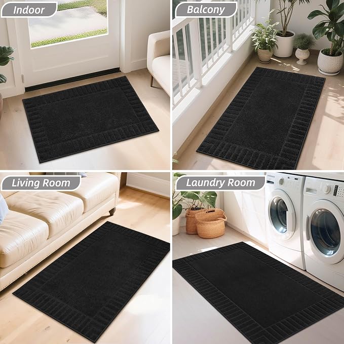 BEQHAUSE Door-Mat Non-Slip Front Doormat Low-Profile Entrance Mats for Front Door Entry Resist Dirt Washable Doormat Absorbent Entryway Door Mat,Black,32"x48" - Image 8