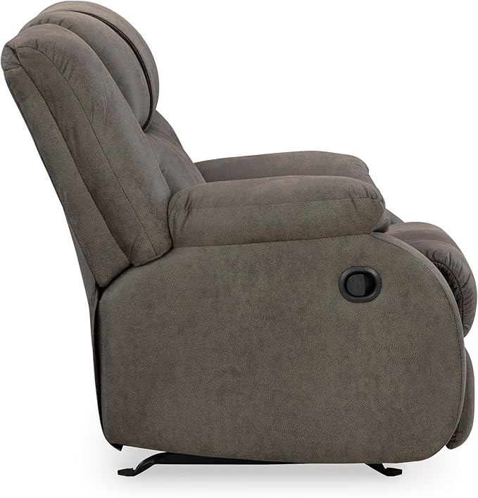 Signature Design by Ashley First Base Modern Faux Leather Rocker Recliner, Gray