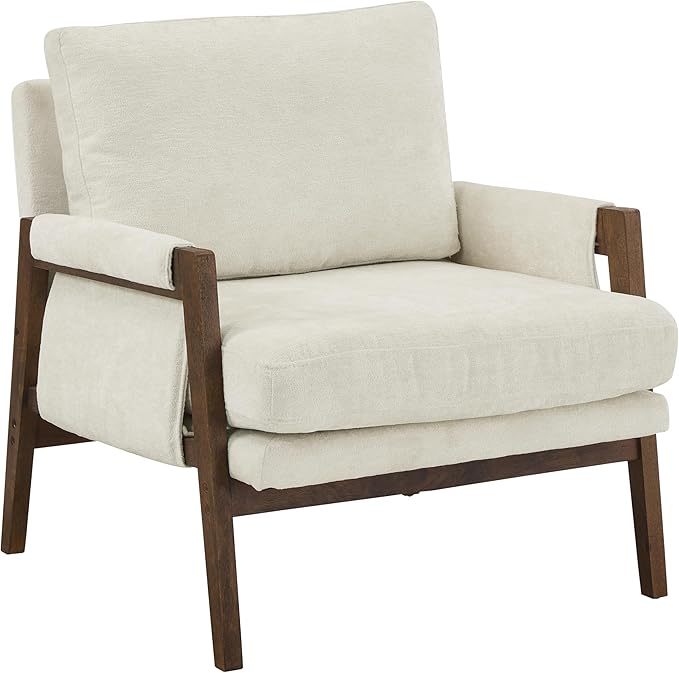 Roundhill Furniture Kelly Mid-Century Modern Accent Armchair, White