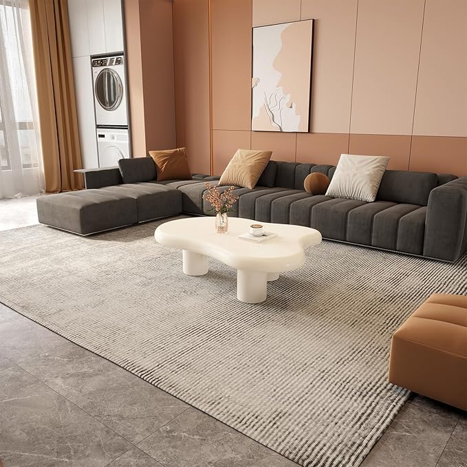 Guyii Cloud Coffee Table, Modern White Coffee Table for Living Room, Cute Irregular Indoor Tea Table with 3 Legs, Easy Assembly (Cream White, 46.06 Inch)