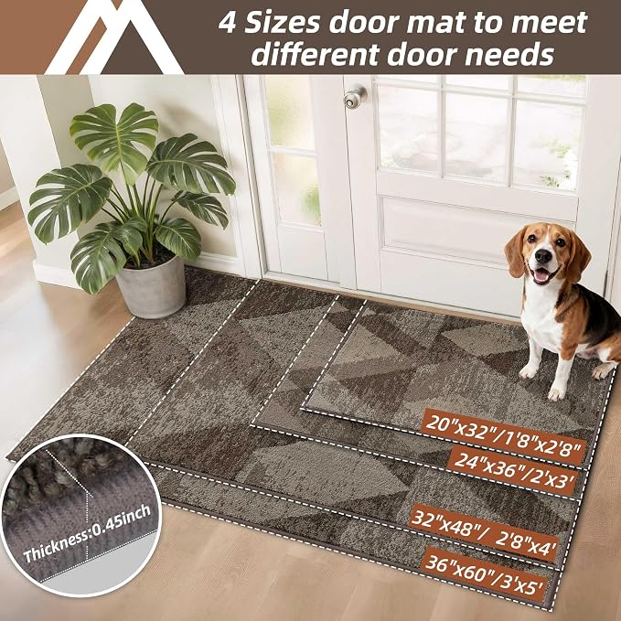 COSY HOMEER Entryway Rugs Doormat 32"x48", Non-Slip Absorbent Polyester, Washable Rugs for Front Door, Dirty Paws & High Traffic Areas, Brown - Image 5