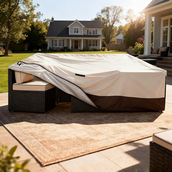 Patio Furniture Covers Waterproof,Heavy Duty Outdoor Furniture Covers, Rectangle Patio Table Cover Fits 5-8Piece Sectional Set Outdoor Chair Couch Table Sets(110" L x 84" W x 28" H) - Image 8