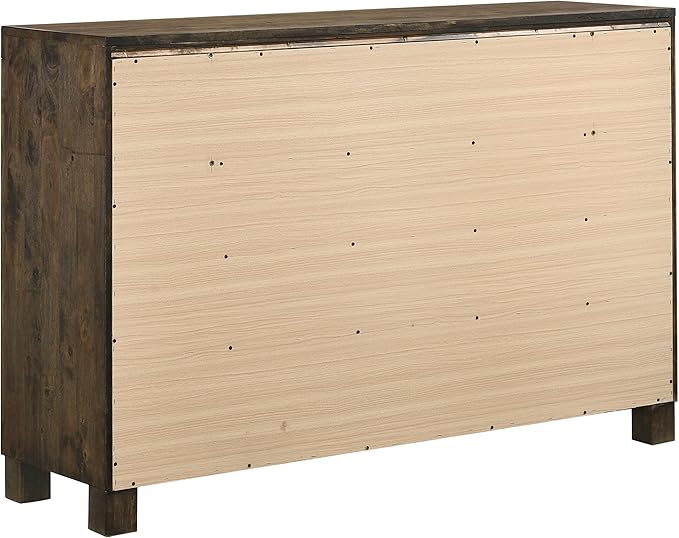 Coaster Home Furnishings Woodmont Farmhouse 4-Piece Bedroom Set Eastern King Size Storage Panel Bed Frame 54-inch Headboard Rustic Golden Brown 222631KE-S4