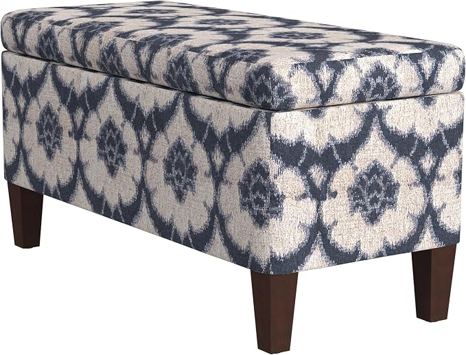 HomePop Large Decorative Storage Bench - Blue Medallion Print - Image 5