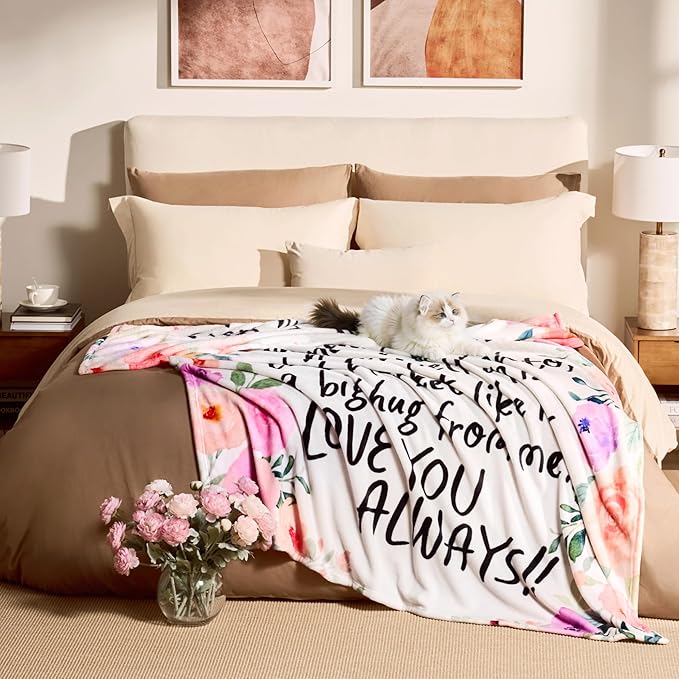Joiedomi Mothers Day Blanket Gifts for Mom Birthday Gifts Soft Flannel Blanket for Mom Grandma from Daughter Son 60" x 80" Pink