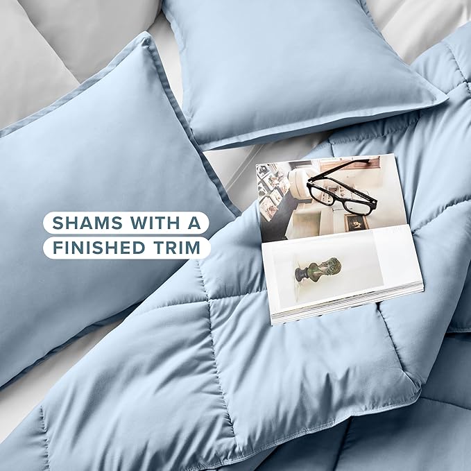 Bare Home Comforter Set - Full Size - Ultra-Soft - Goose Down Alternative - Premium 1800 Series - All Season Warmth (Full, Dusty Blue)