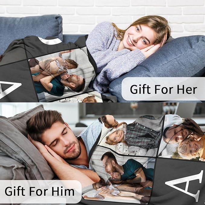 ROMANDY Ships Next Day Gift for Dad Custom Blanket with Picture Customized Banket Personalized Throw Blankets Customizable Photo Blankets Customize for Dad Husband Grandpa Papa